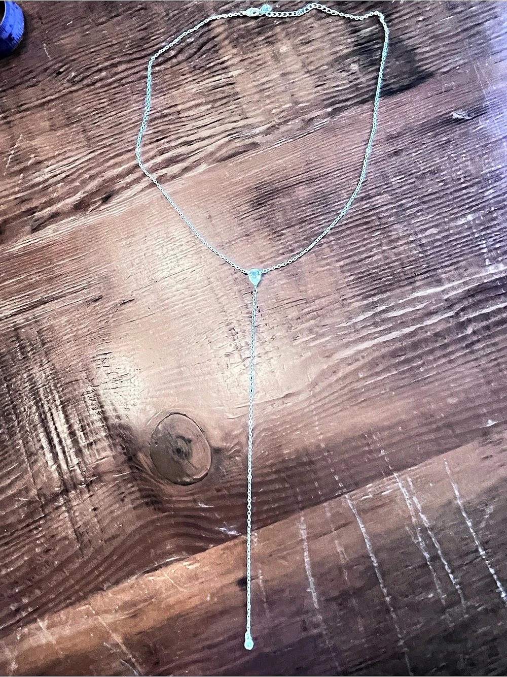 Sterling Silver and Cubic Zirconia Y-Necklace 18” with 6” drop Like New